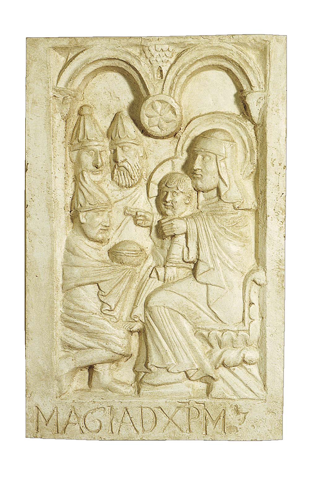 Adorazione dei magi, formella dal portale dell'Abbazia di Nonantola